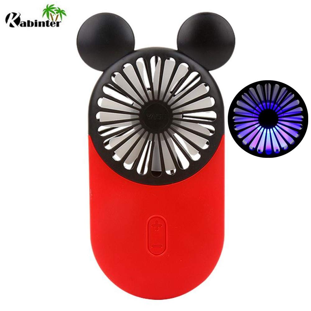 Cute Mouse Personal Mini Fan, Rechargeable Handheld USB Fan, 3 Adjustable Wind Speeds and Wearable Design, Portable Pocket Size for Travel/Outdoor/Vacation/Park Trip (Red+Pink+Blue)