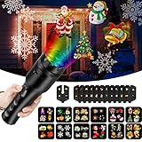 COMLIFE Christmas Projector Lights, 2 in 1 Holiday Decoration Light&Handheld Flashlight with 12 Slides and Tripod, Battery Operated Kids’ Night Light,Easter Birthday Xmas Gift for Kids