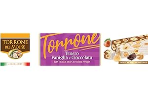 FLORA FINE FOODS Torrone del Molise – Traditional Italian Nougat – Artisan Soft & Hard Torrone Made in Italy (Vanilla & Chocolate)