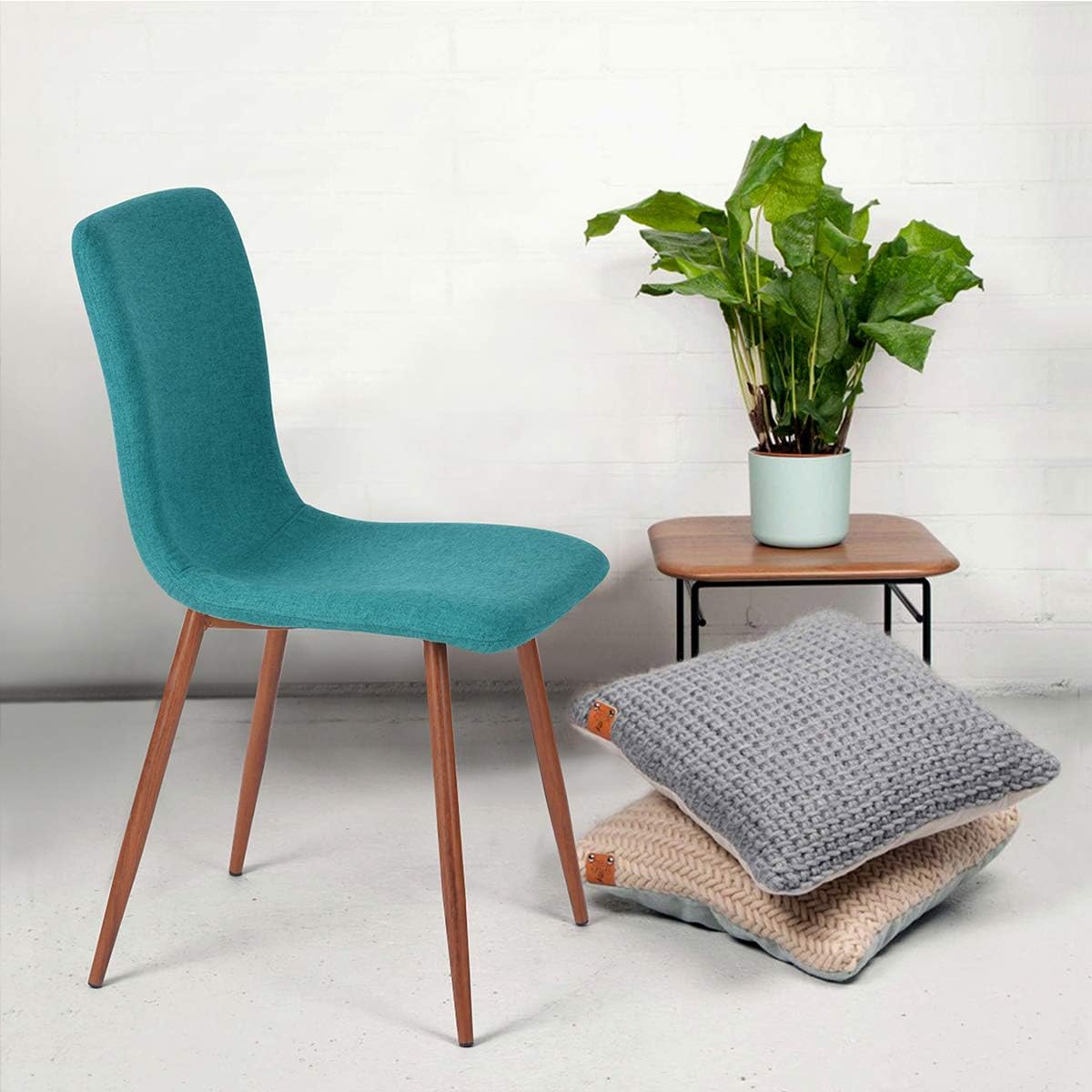 Coavas Dining Chairs Set of 4, Kitchen Chairs with Fabric Cushion Seat Back, Modern Mid Century Living Room Side Chairs with Sturdy Metal Legs for Kitchen Dining Room,Green: Home & Kitchen
