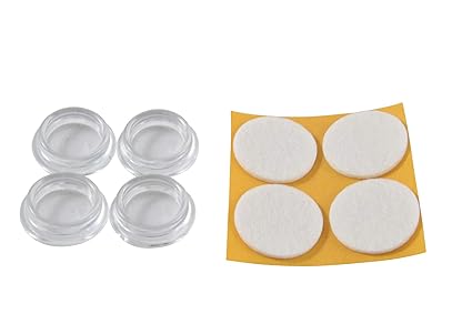GleitGut Möbeluntersetzer Gleitschale rund mit Filz 4 Stück Möbelschutz durchsichtig (30 mm)