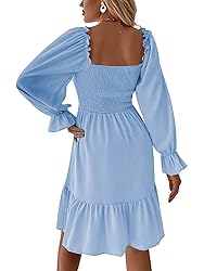 LYANER Women's Square Neck Lantern Long Sleeve