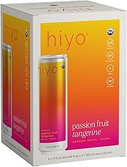 Hiyo Organic Social Tonic- Passion Fruit Tangerine, 4 pack - N.A. Functional Seltzer, Sparkling Water Crafted with Organic Ad