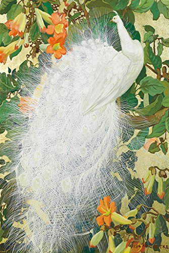 PigBangbang,Stained Art Jigsaw Puzzle Kids Adult Literate Jigsaw Puzzle 1000 Piece 29.5 X 19.6''Wooden White Peacock