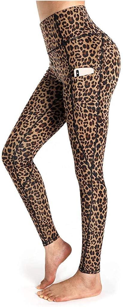 Leewos Yoga Pants for Women, 2020 Pockets Leopard Workout Leggings Running Pants: Clothing