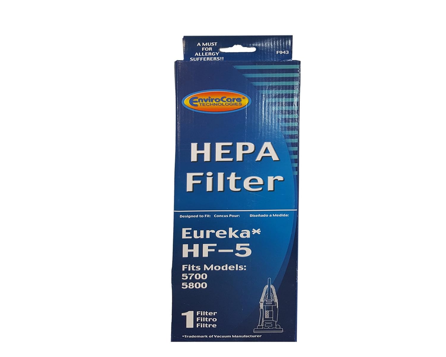 (1) Eureka Sanitaire 61830 HF5 HEPA Vacuum Filter for Boss, Genesis, Signature, Litespeed, Refurb Powerline, Whirlwind Upright Vacuum Cleaners, 61830, 61830A, 61840 Series #F943