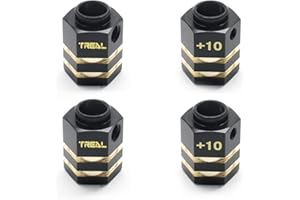 Treal Brass Extended Wheel Hubs Hex Pins Black 4pcs-Set Compatible with TRX-4 RC Car +10mm