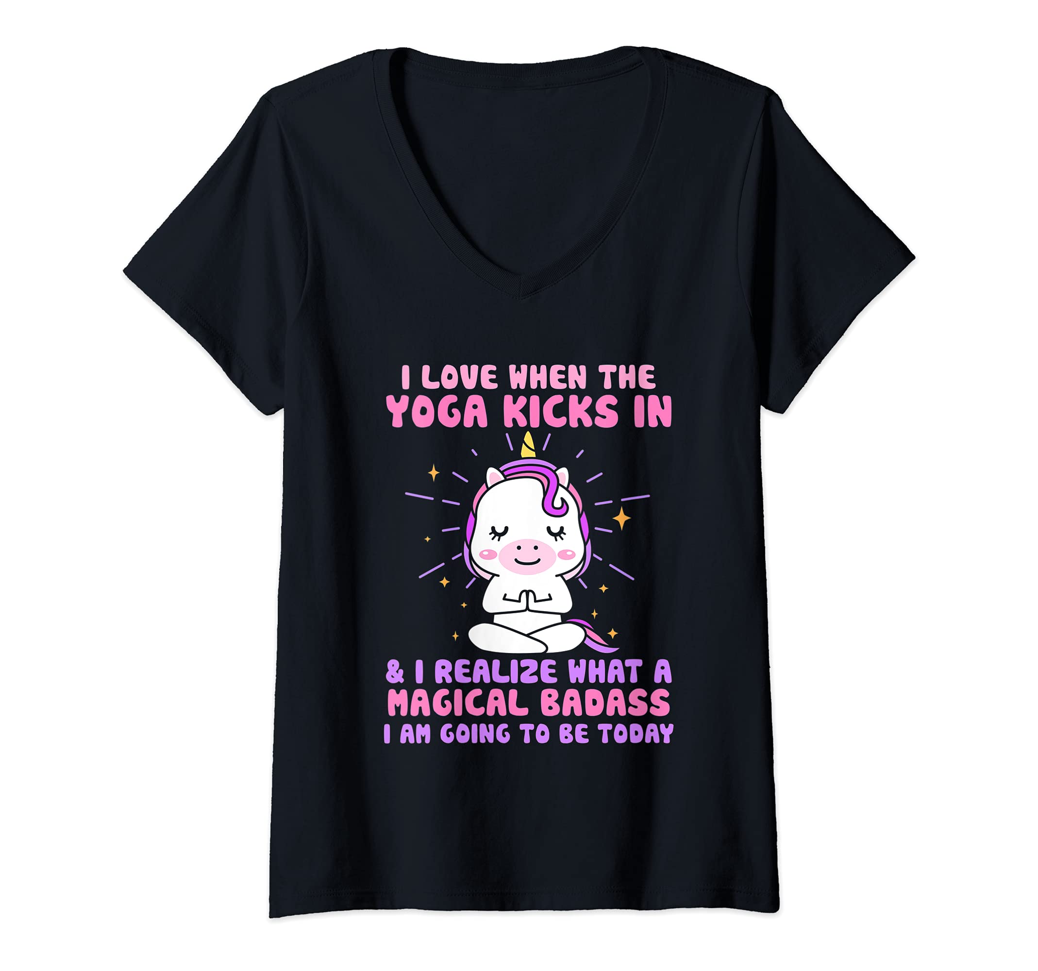 Womens Yoga Design Meditation Mandala Buddha Namaste Magical V-Neck T-Shirt