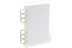 Classeur A6 transparent en acrylique à 6 anneaux, carnet plat avec 40 feuilles de papier intérieur ligné, carnet rechargeable