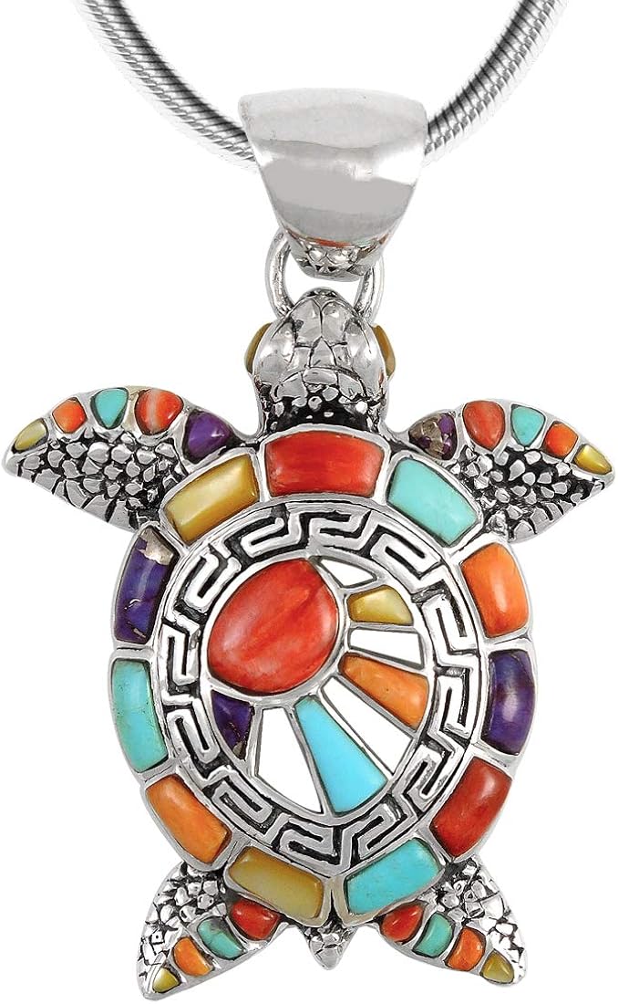 Turtle Pendant Necklace 925 Sterling Silver Genuine