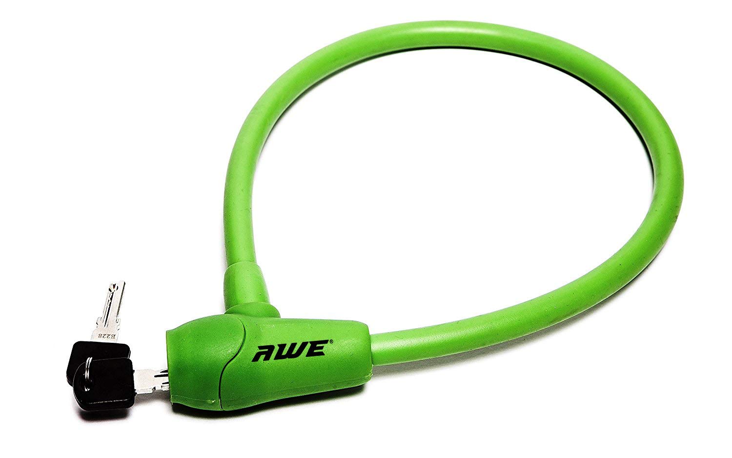 AWE Silicone 600mm x 12mm Bicycle Bike Hardened Steel Automatic Cable Lock with Keys