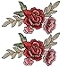 OPount 2 Pieces 7.5 x 4.1 Inch Embroidery Rose Flower Sew On Patch Badge Embroidered Floral Collar Bust Dress Bag Applique