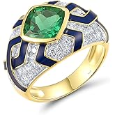 Santuzza 925 Sterling Silver Enamel Geometric Pattern Statement Ring for Women