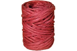ALLWSLUCKY 15Yard Raffia Paper Ribbon, 4mm Paper String Colorful Twisted Paper Craft Rope Wrapping Ribbon for DIY Making Flower Basket, Gift Wrapping,Party Decor (Red)