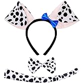Haakong Dalmatian Costume Set for Adult Puppy Dog Ear Headband Tail and Bowtie for Halloween 100 Days of School Dress Up