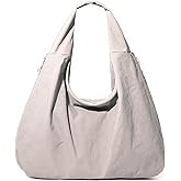 Slouchy Tote Bag Nylon Solid Pleated Handbag Large Hobo Bags for Women Multipockets Crescent Shoulder Bag