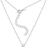 Amazon Essentials Necklace for Women, 14K Brass Chain with Cubic Zirconia Solitaire Pendant