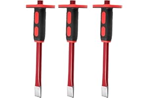 SEUNMUK 3 Pack 12 Inch Mason Chisel with Hand Guard, Heavy Duty Flat Chisel with Hand Protection, Flat Head Mason Chisels for