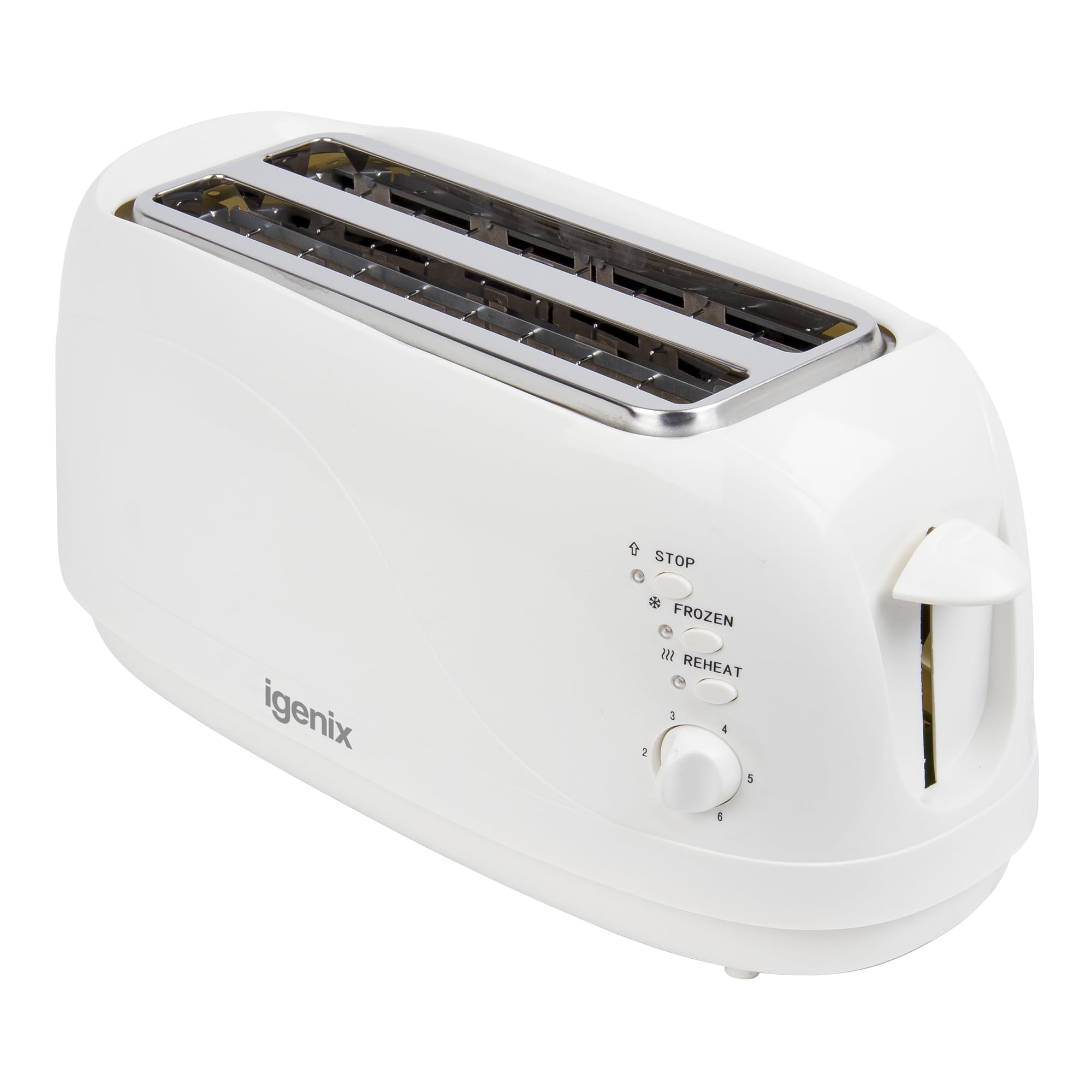Igenix IG3020 4 Slice Toaster in White with Six Position Variable Control, 1300 Watt