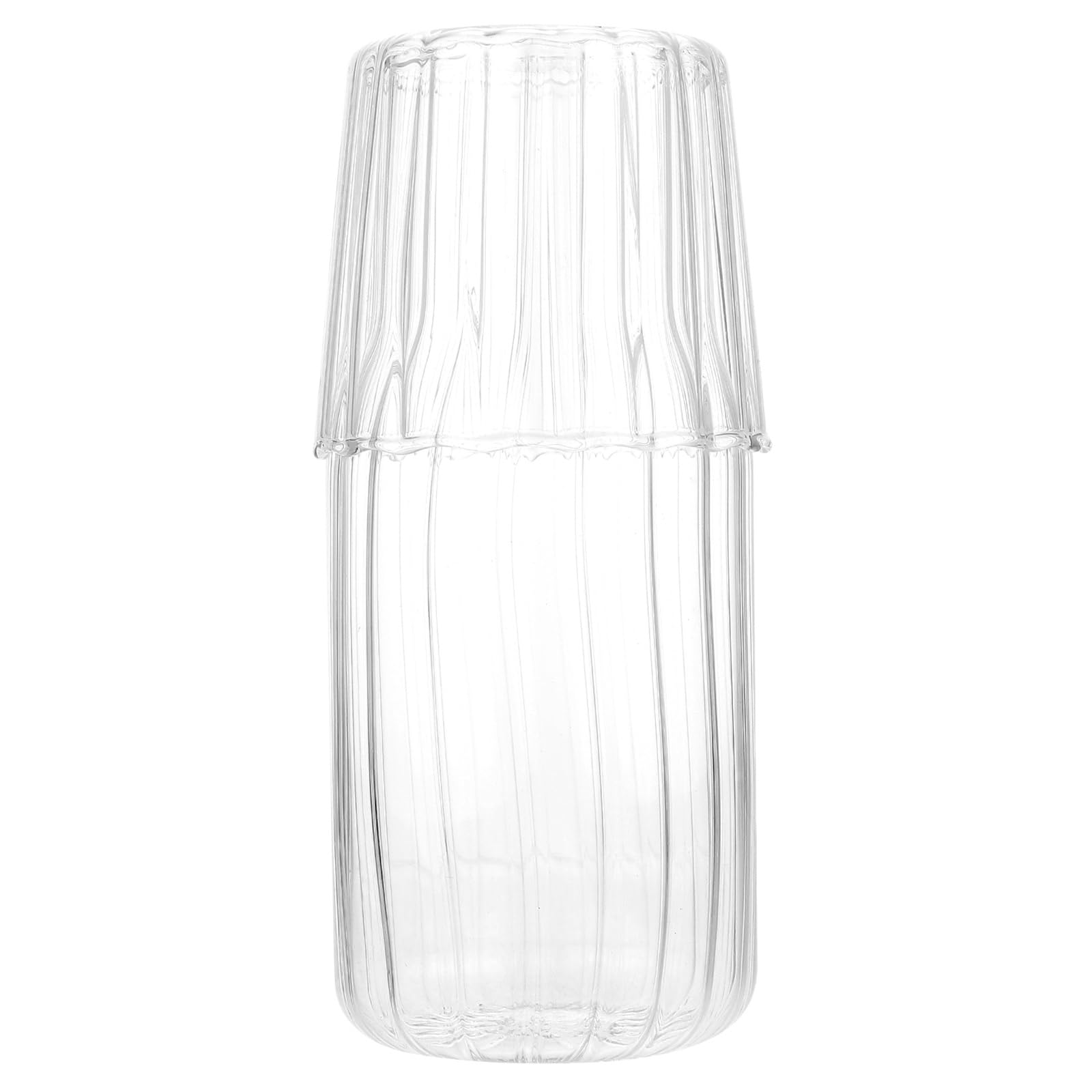 Luxshiny 2Pieces Bedside Water Carafe with Tumbler Glass Clear Glass Pitcher Water Carafe Jug for Kitchen, Bedroom or Bathroom