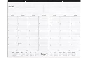 Staples 2026 Year 21.75" x 17" Monthly Desk Pad Calendar, White/Black (ST12951-26)