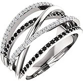 Koguxuix 925 Sterling Silver Shiny Gem Ring Cubic Zirconia Rings CZ Crystal Diamond Multi Row Cross Ring Eternity Engagement Wedding Band Ring for Women Girls (9)