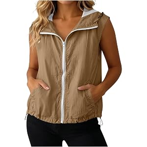 Women's Zip Up Vest with Pocekts Lightweight Softshell Sleeveless Jacket Hiking Travel Golf Running Vests for Women