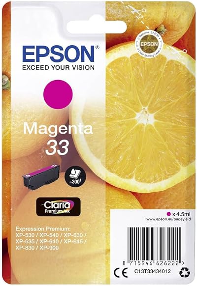 Epson 33 Magenta Oranges Claria Premium Ink Standard Capacity Genuine