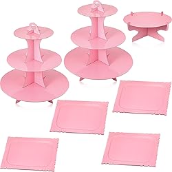 7 Pieces Cake Stand Set 3-Tier Cardboard Cupcake
