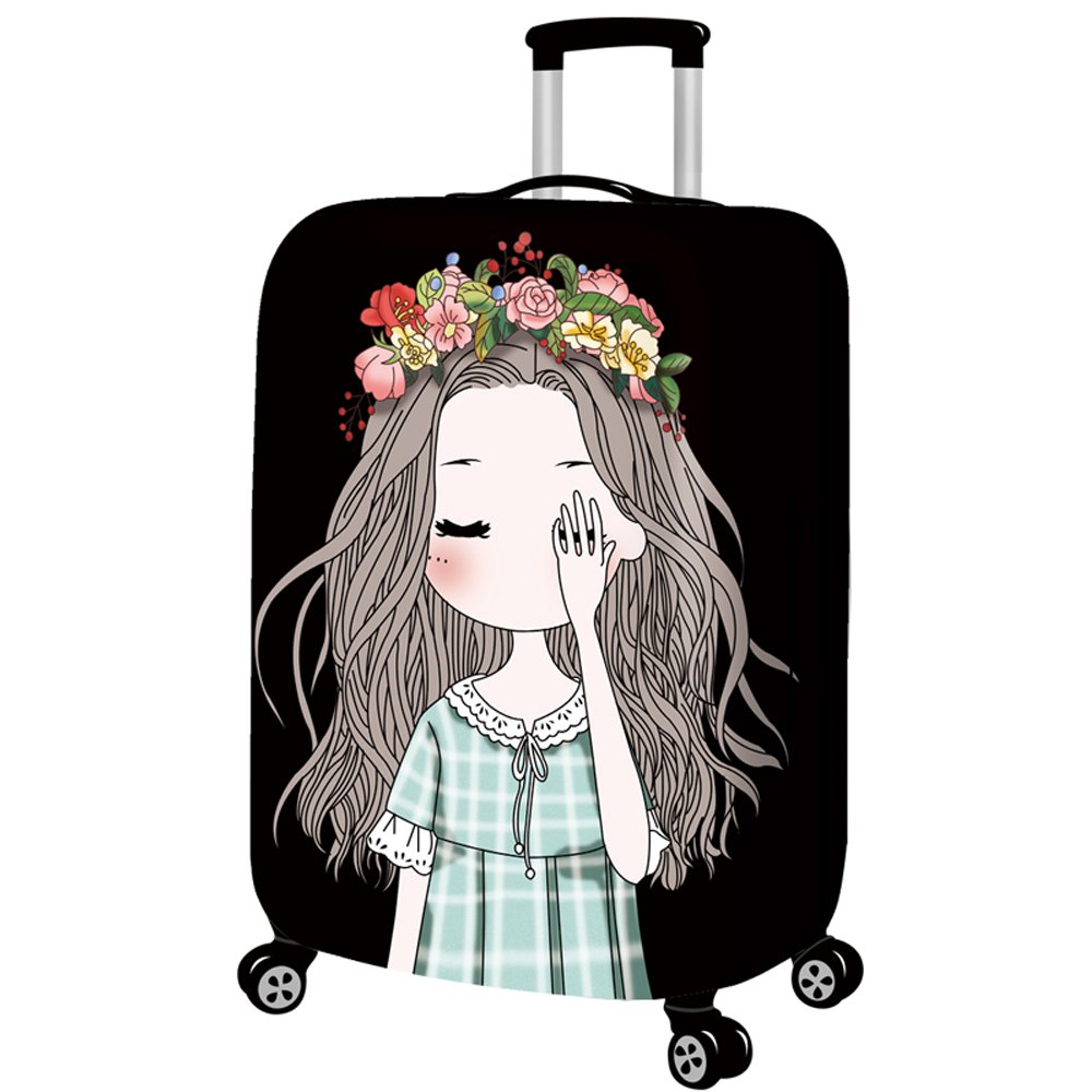 YEKEYI Luggage Protector Case Washable Travel Luggage Cover Cute Girl Suitcase Protector Fits 18-32 Inch