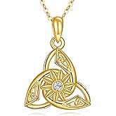 KECHO Christmas Gifts 14K Real Gold Celtic Knot Necklace for Women Moissanite Trinity Love Knot Pendant Necklaces Irish Good Luck Jewelry Mothers Day Birthday Gifts for Wife Mom Friends
