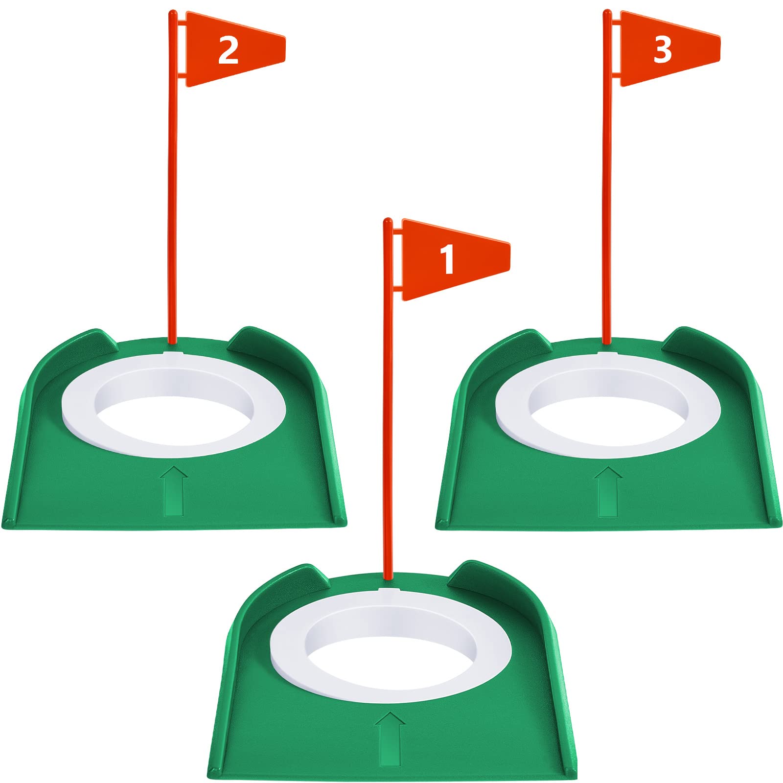 Photo 1 of Sotiff Golf Putting Practice Cup Hole Training Aids Golf Accessories Training Putters with Plastic Flag for Adult Green Office Garage Yard Indoor Outdoor Practice(Red)