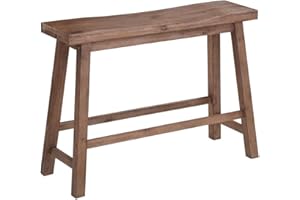 Boraam Sonoma Saddle Bench, 24-Inch, Barnwood Wire-Brush, Model:75025