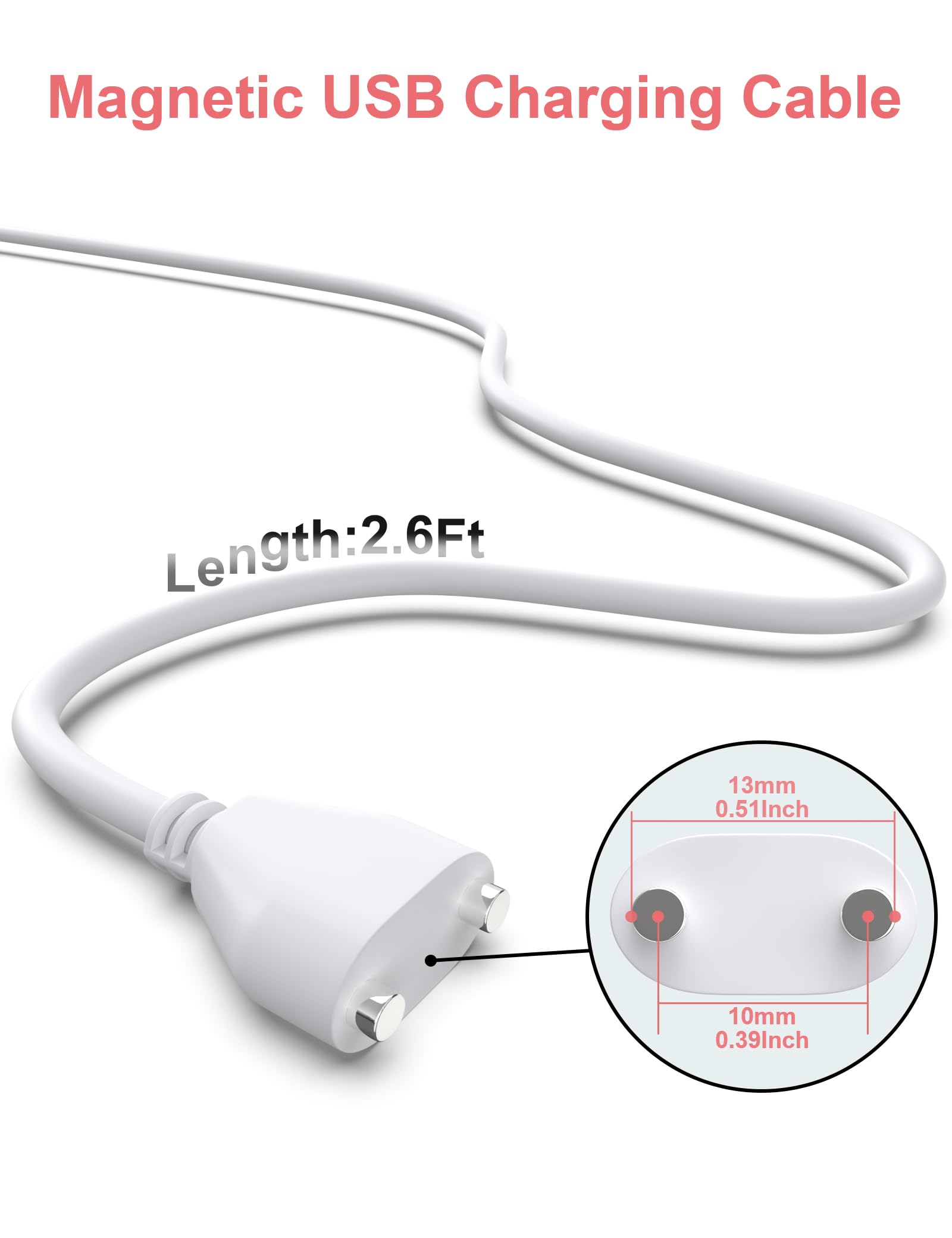 Bicmice Magnetic USB DC Charger Cable Replacement Charging Cord-(10MM/0.39Inch)