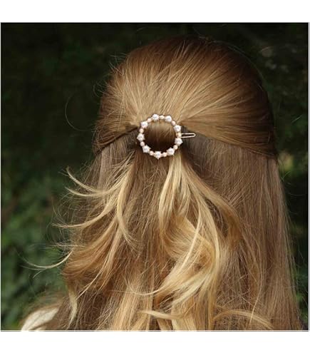 Pearl Round Barrette Hair Clip Round Pearl Claw Clips - Pearlescent Hairpin Clip Elegant  main image 3