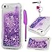 iPhone 5 Case, MOLLYCOOCLE Liquid Bling Glitter Sparkle TPU iPhone Se Case 3D Cute Star Flowing Floating Quicksand Soft TPU Bumper Cover for iPhone 5s, Purple