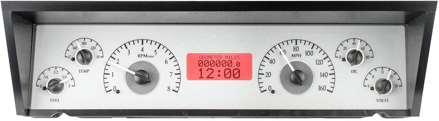 Dakota Digital 77 - 90 Chevy Impala / Caprice VHX Analog Dash System Silver Alloy Red VHX-77C-CAP-S-R