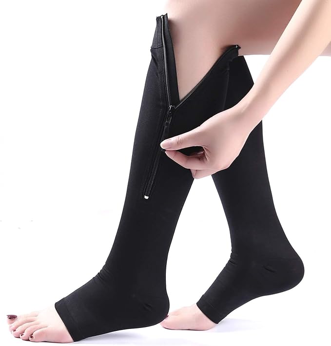 Zipper Compression Socks Toeless 1520mmHg for Varicose