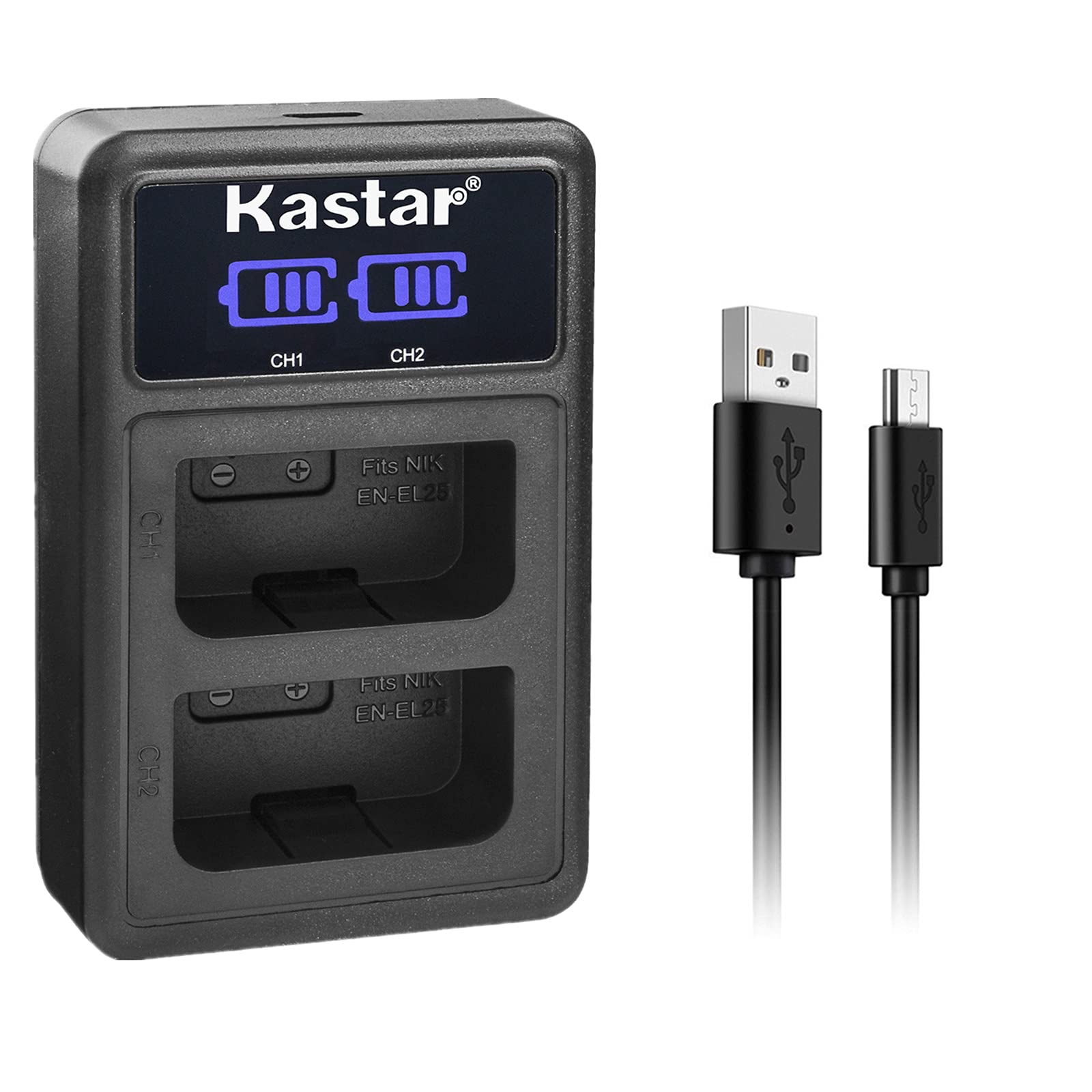 Photo 1 of Kastar EN-EL25 Slim Dual USB Battery Charger Compatible with Nikon 4241 EN-EL25 ENEL25 EN-EL25a Battery, Nikon MH-32 Charger and Nikon Z Series, Nikon Z50 Z 50, Nikon Z FC Mirrorless Digital Camera