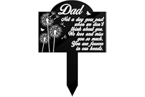 YANGMICS DIRECT Dad Memorial Stake Markers for Cemetery Grave Sympathy Acrylic Dandelions Plaque for Outdoors Yard Garden Decoration You Are Forever in Our Heart