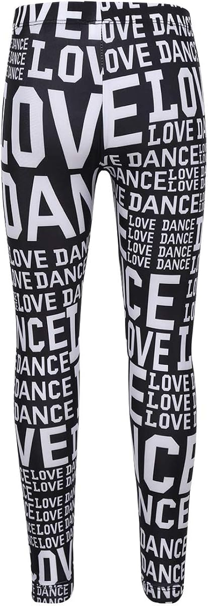YiZYiF Kids' Girls' Dance Lover Slim Fit Stretchy Athletic Running Sports Leggings Activewear: Clothing