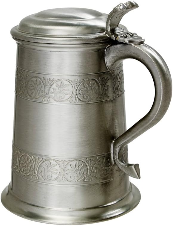 Wentworth Pewter - Medieval Antique Finish Pewter 1 Pint Tankard (Lidded Tankard) - Image 3