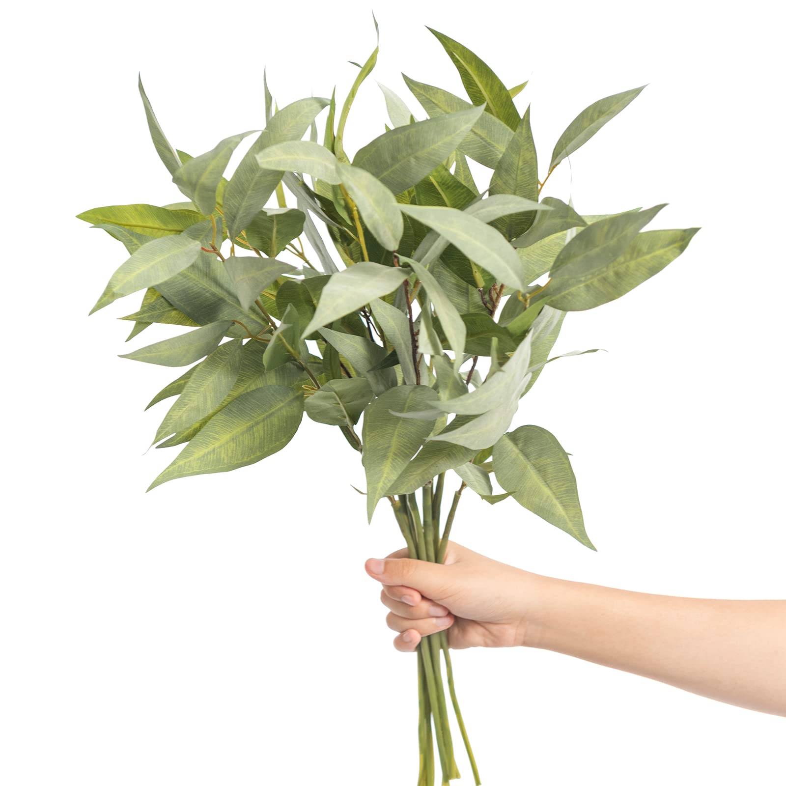 Photo 1 of Ling's Moment Artificial Plants Eucalyptus Leaves Branches,10Pcs 17.7"Tall Fake Greenery Filler w/Stems, Lifelike Texture Plant Decor for Wedding Bouquets/Table Centerpieces, Outdoor/Party/Room/Office