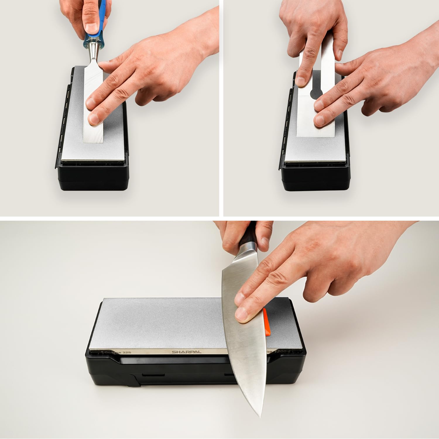 SHARPAL 162N Diamant-Schleifstein Abziehstein mit Aufbewahrungsbox, Dual Körnung, grob/extrafein, 325/1200 Wetzstein Diamant-Messerschärfer mit rutschfester Basis und Winkelführung (20,3 cm x 7,6 cm) 6