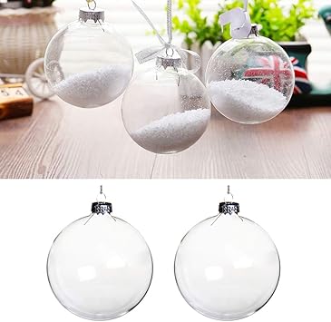 Warmiehomy 5 X Christmas Tree Baubles Clear Glass Fillable