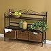 SEI Furniture Celtic Wrought Iron Storage Shelf with 3 Rattan Baskets, Gunmetal Gray