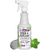Mighty Mint Peppermint Oil Spider Repellent Spray, 16 oz | Indoor &amp; Outdoor Bug Control for Spiders and Insects, Plant-Based, Extra-Strong Formula with Microfiber Cloth