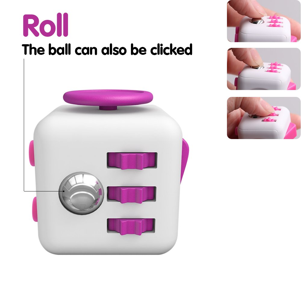 Lodabodkin Fidget Cube Relieves Stress and Anxiety for Children and Adults, Anxiety Attention Toy (White-pink)