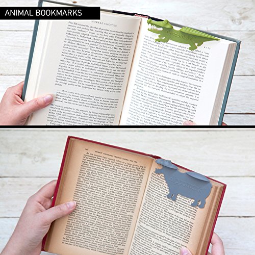 Peleg Design Crocomark and Hippomark, Cool Animal Bookmark Set (2 Pack) Crocodile and Hippo Shaped Bookmarks for Kids and Adults