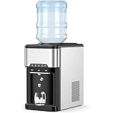 ARLIME Ice Maker Water Dispenser, 3-in-1 Countertop Ice Maker | 48 Pounds in 24 Hours, 4 lbs Storage Basket, Safety Lock, Hot &amp; Cold Water Cooler for 5 Gallon Bottle, Home Office Kitchen RV